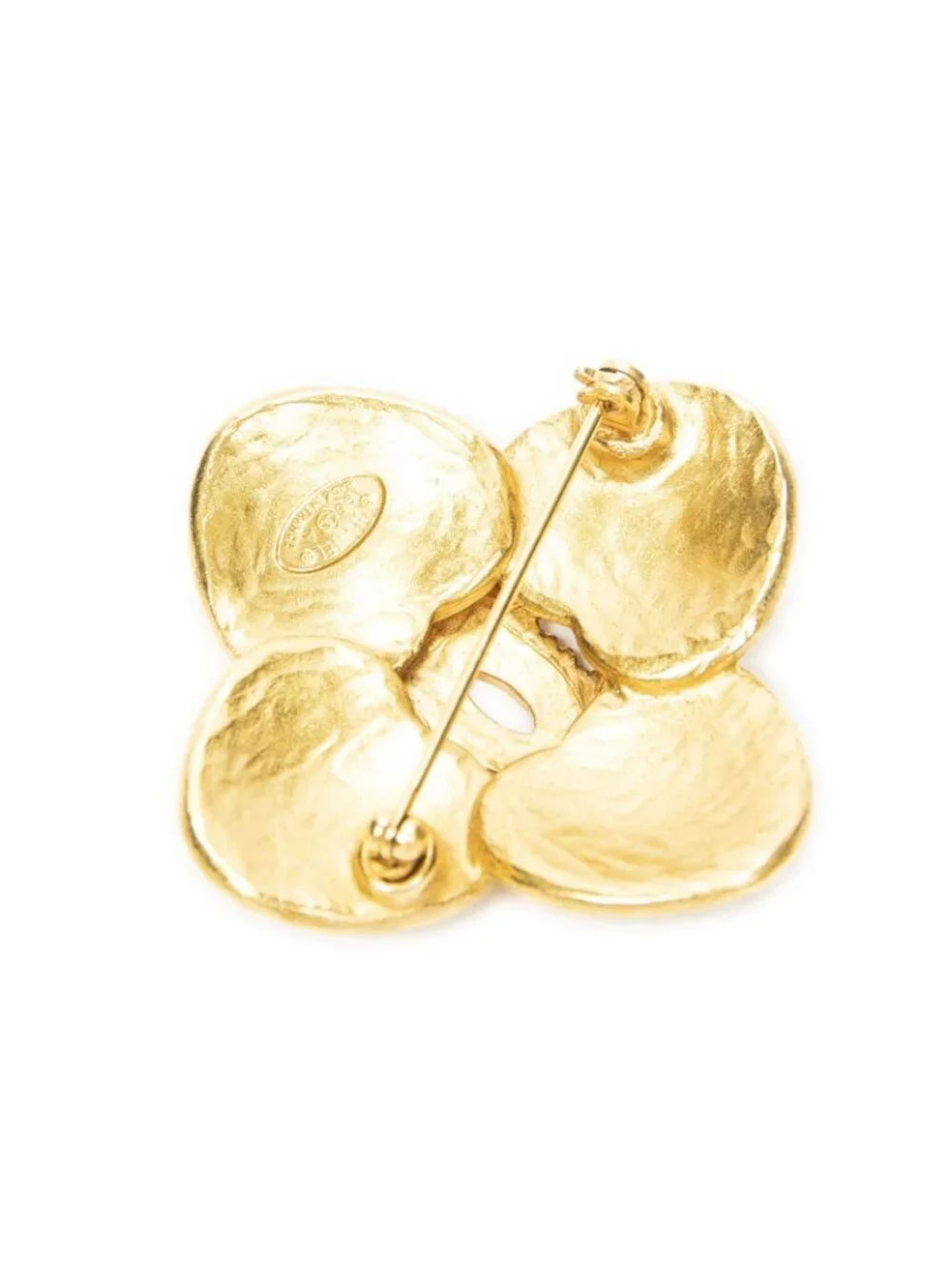 Chanel CC Clover Brooch Gold Plated